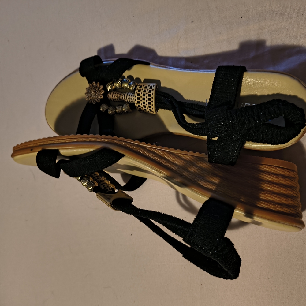 Elegant Black Wedge Sandals